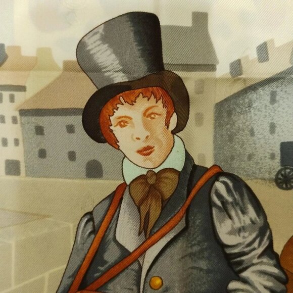 Auth HERMES Carre 90 - White Yellow Multi Scarf - Picture 9 of 9